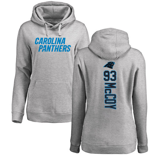 Carolina Panthers Ash Women Gerald McCoy Backer NFL Football #93 Pullover Hoodie Sweatshirts